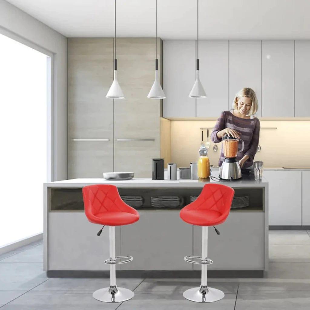 Easy Back Rest Comfy Leatherette Bar Stool / Long Chair Set of 2 - Ouch Cart