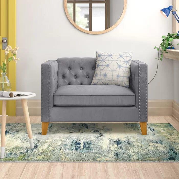 Alderete Wide Tufted Velvet Armchair - Ouch Cart | Wing chair