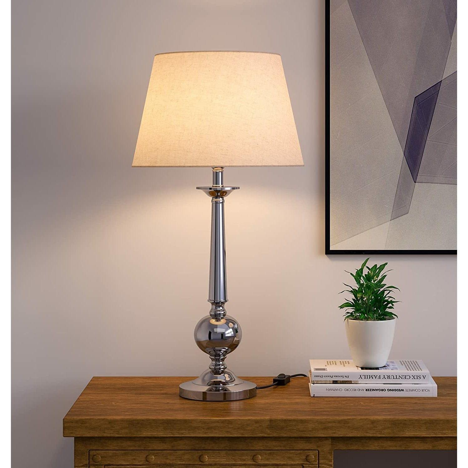 Aluminium Nickel Silver Table Lamp - Ouch Cart