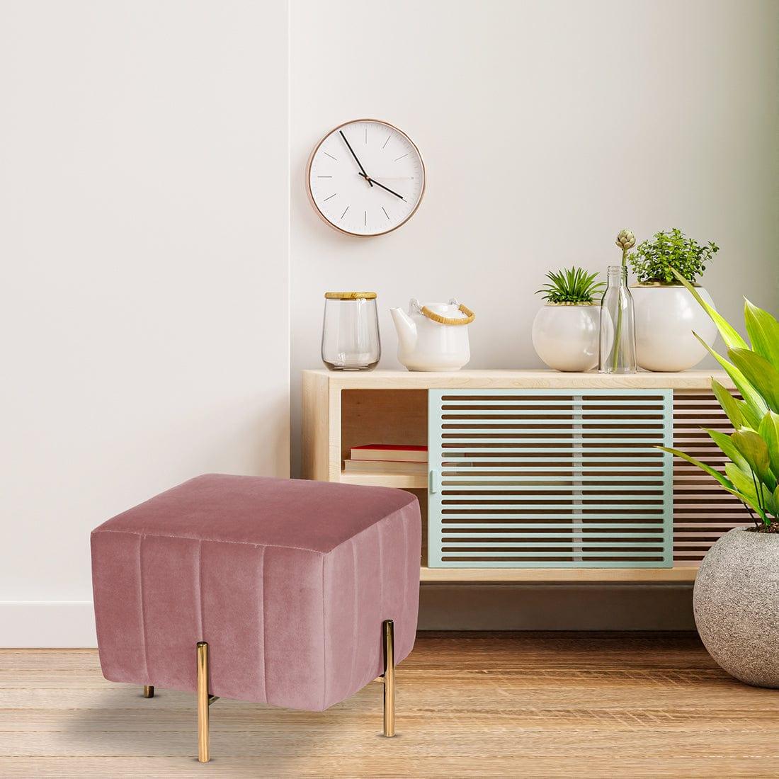 DOE BUCK SQUARE GOLD OTTOMAN STAINLESS STEEL IN PINK - Ouch Cart