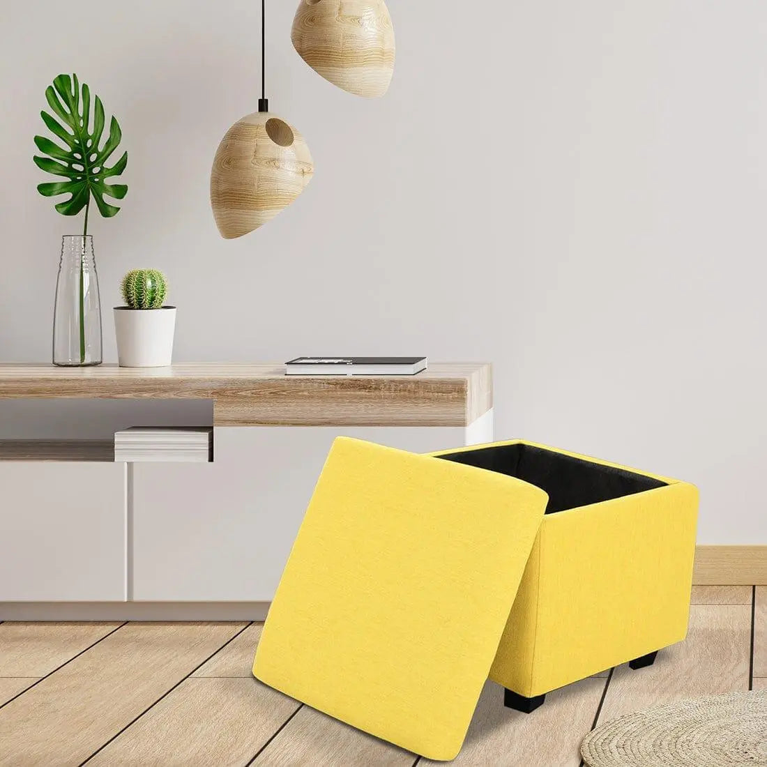 DOE BUCK SQUARE STOAGE OTTOMAN WITH STORAGE YELLOW - Ouch Cart