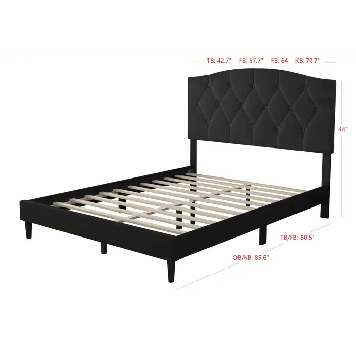 Arndt Tufted Upholstered Low Profile Platform Bed - Ouch Cart