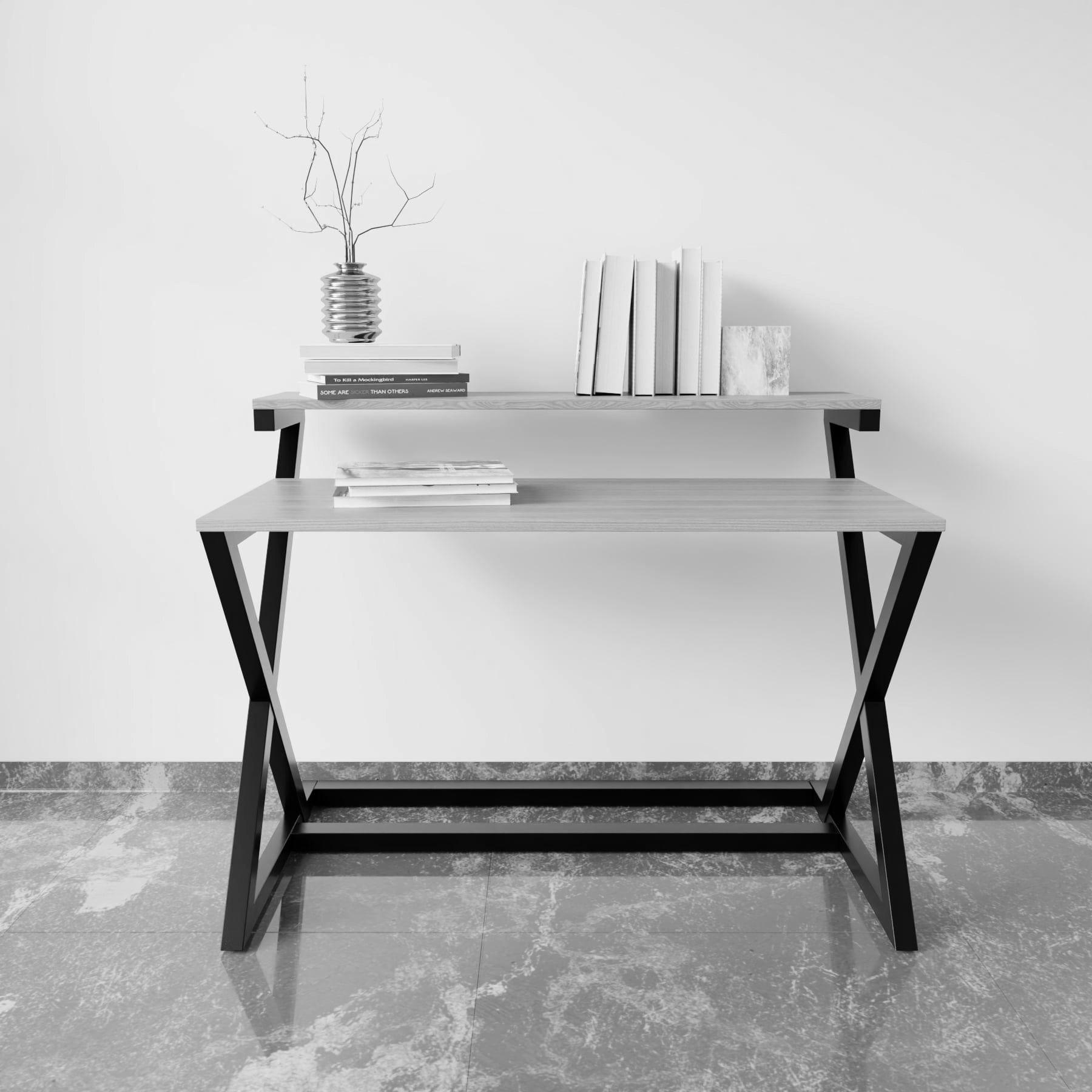 study table with open shelve for student