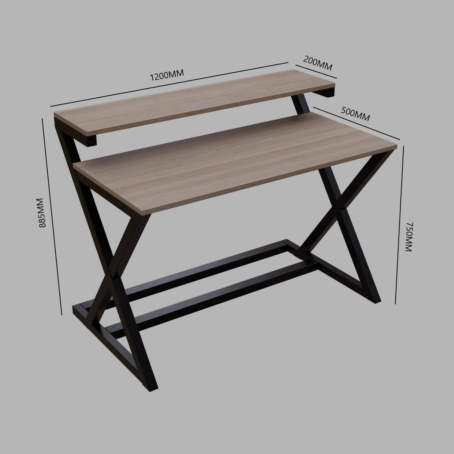 Austin Study Table with Upper Shelve in Wenge Color - Ouch Cart