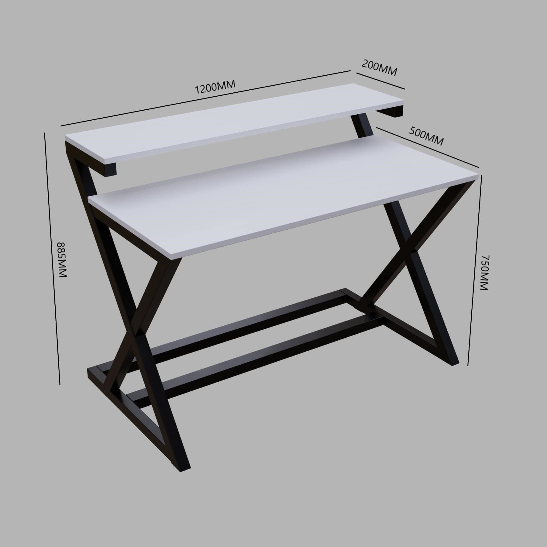 Austin Study Table in White Color with Upper Shelve - Ouch Cart
