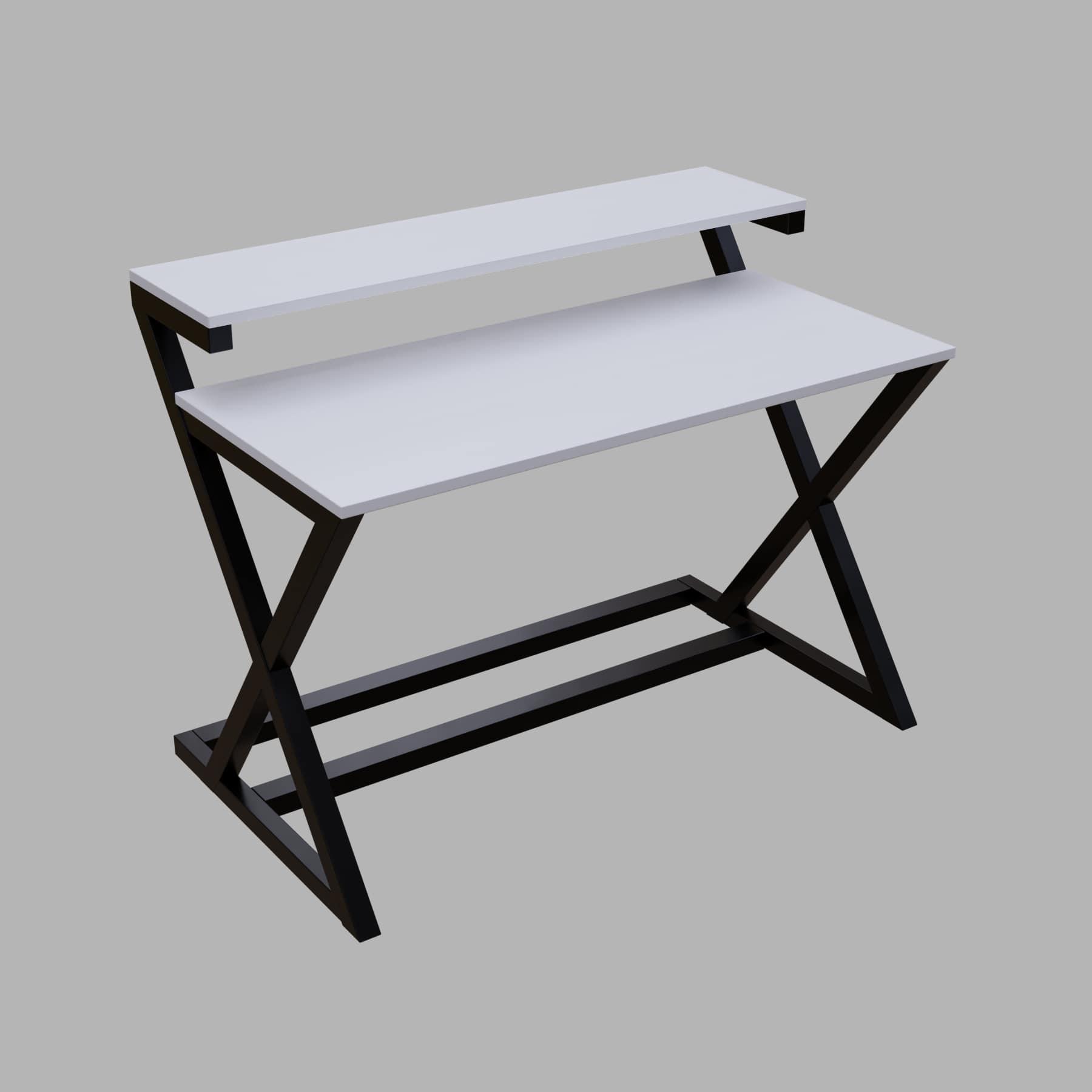 Austin Study Table in White Color with Upper Shelve - Ouch Cart