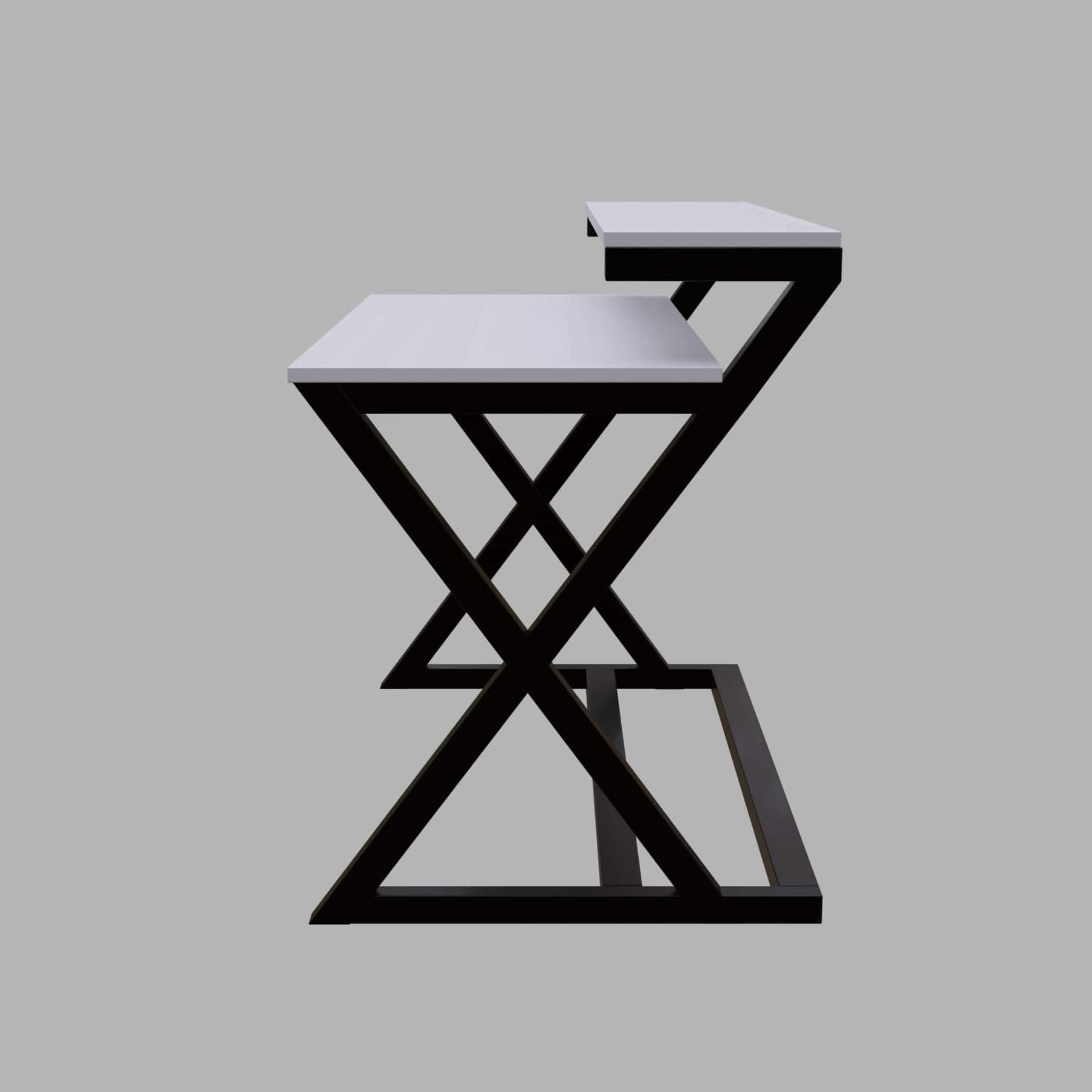 Austin Study Table in White Color with Upper Shelve - Ouch Cart