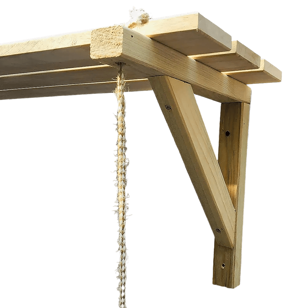 Wooden Bracket Shelf With Hanging Rope/Timber Clothes Rack ( With Complementary Coaster ) By Miza - Ouch Cart
