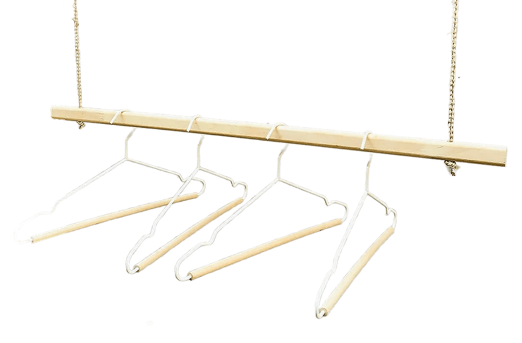 Wooden Bracket Shelf With Hanging Rope/Timber Clothes Rack ( With Complementary Coaster ) By Miza - Ouch Cart