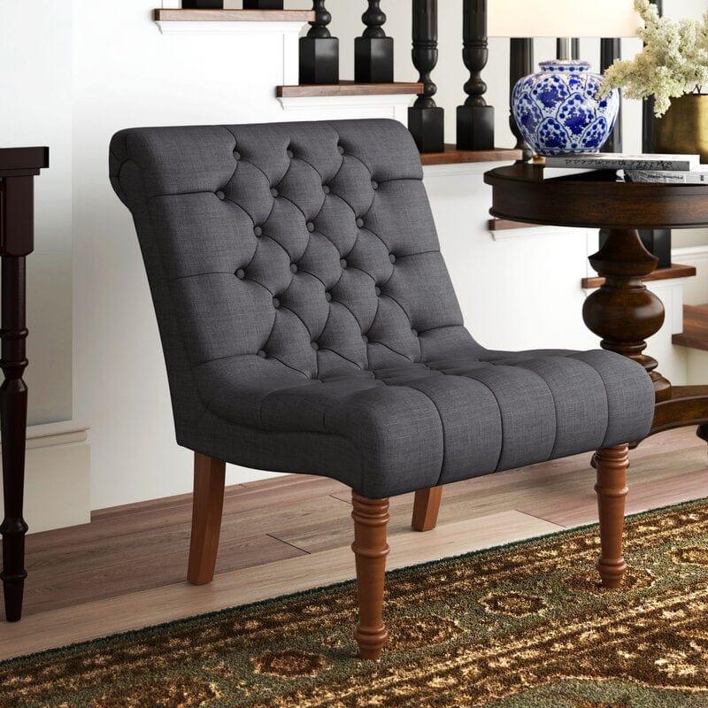 Barnkine Wide Wooden tufted Slipper Chair - Ouch Cart