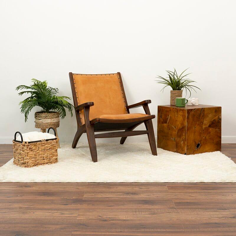 Wide Wooden Antique Upholstery Chair for living room - Ouch Cart