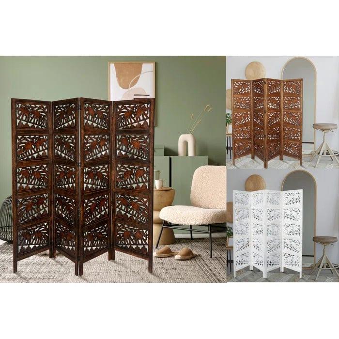 Bidwell 202Cm W x 183Cm H 4 - Panel Folding Room Divider - Ouch Cart