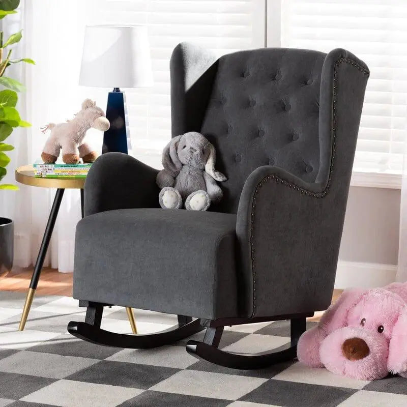 BLIGE UPHOLSTERED FINISHED WOOD ROCKING CHAIR - Ouch Cart