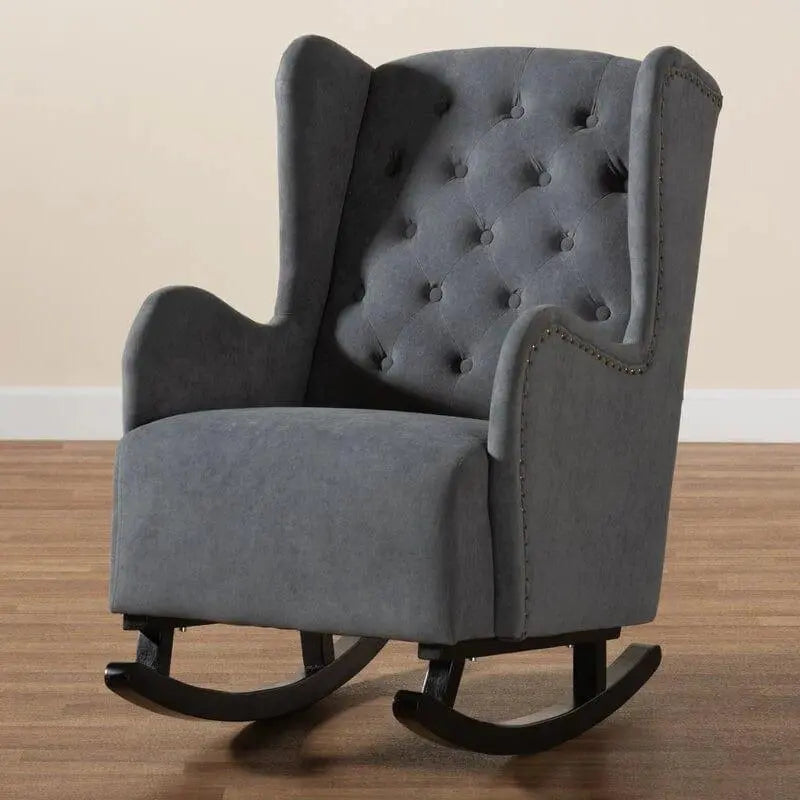 BLIGE UPHOLSTERED FINISHED WOOD ROCKING CHAIR - Ouch Cart