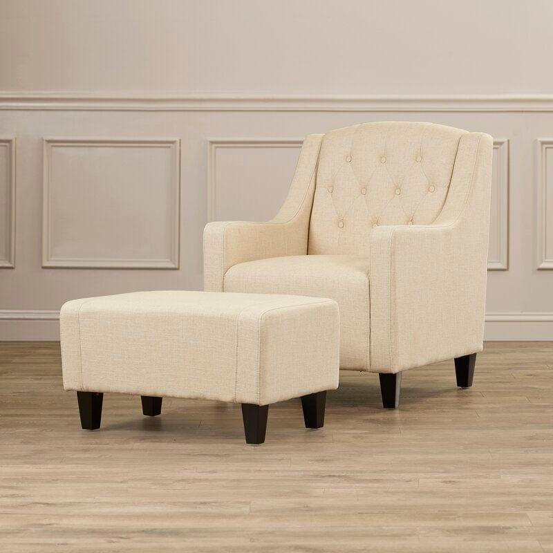 Wide Tufted Armchair and Ottoman - Ouch Cart