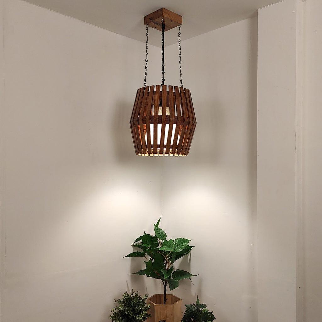 Bourbon Brown Wooden Single Hanging Lamp - Ouch Cart