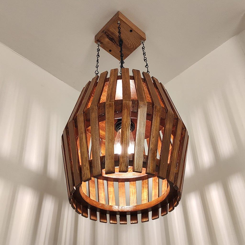 Bourbon Brown Wooden Single Hanging Lamp - Ouch Cart