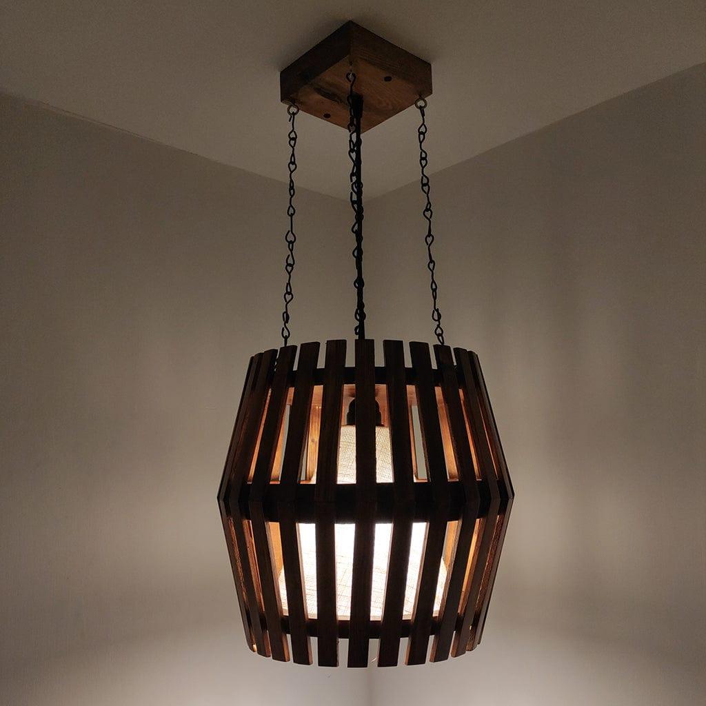 Bourbon Brown Wooden Single Hanging Lamp - Ouch Cart