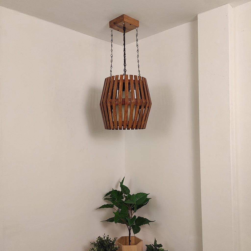 Bourbon Brown Wooden Single Hanging Lamp - Ouch Cart