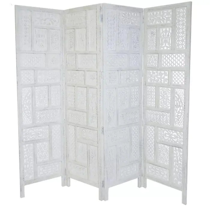 Bracknell 183Cm W x 177Cm H 4 - Panel Folding Room Divider - Ouch Cart