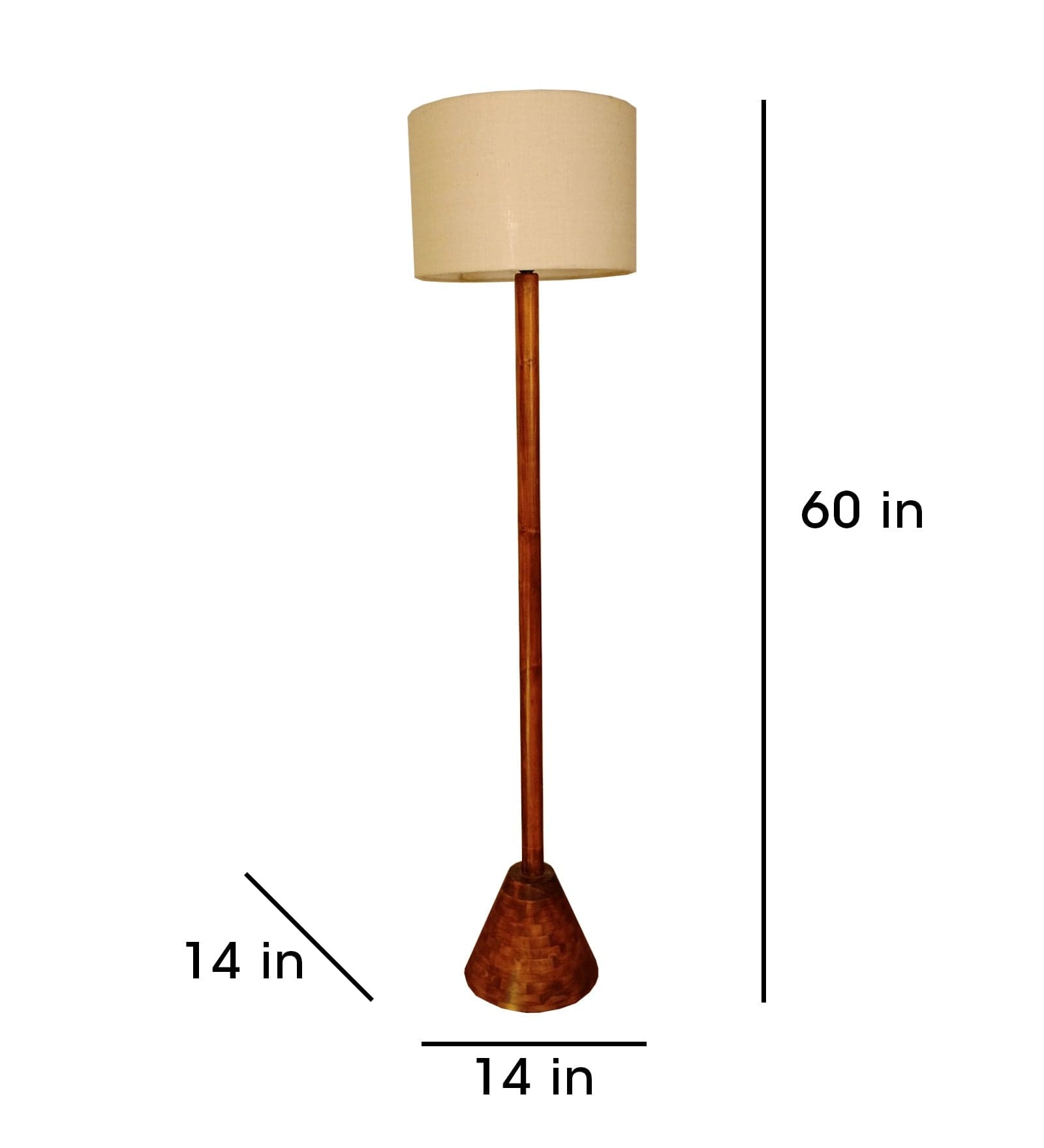 Brice Wooden Floor Lamp with Brown Base and Jute Fabric Lampshade (BULB NOT INCLUDED)