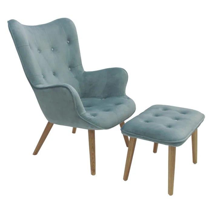 Caleigh Wide Tufted Armchair and Ottoman - Ouch Cart