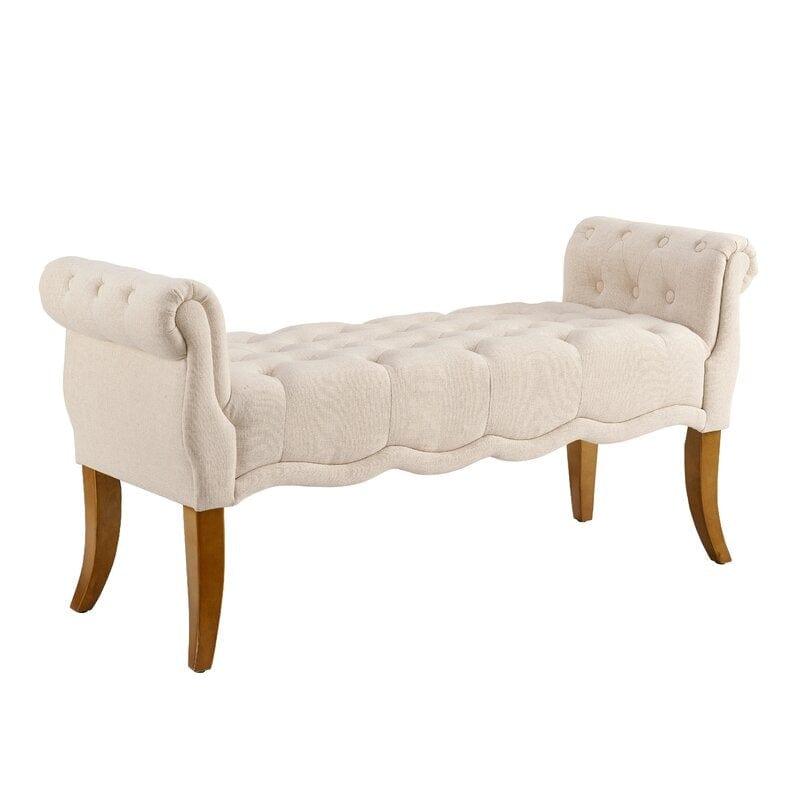 Modern Upholstered Tufted Button Bench for Bedroom,Entryway Living Room Soft Padded Seat-Navy - Ouch Cart