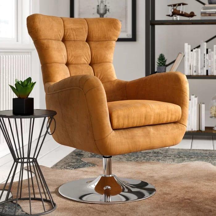 Cantillo Wide tufted Top Grain Wingback Chair - Ouch Cart