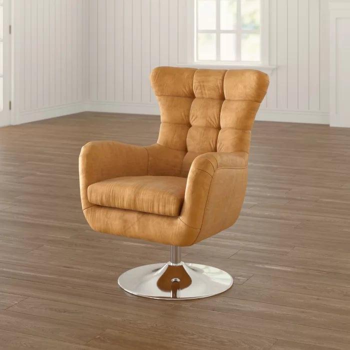 Cantillo Wide tufted Top Grain Wingback Chair - Ouch Cart