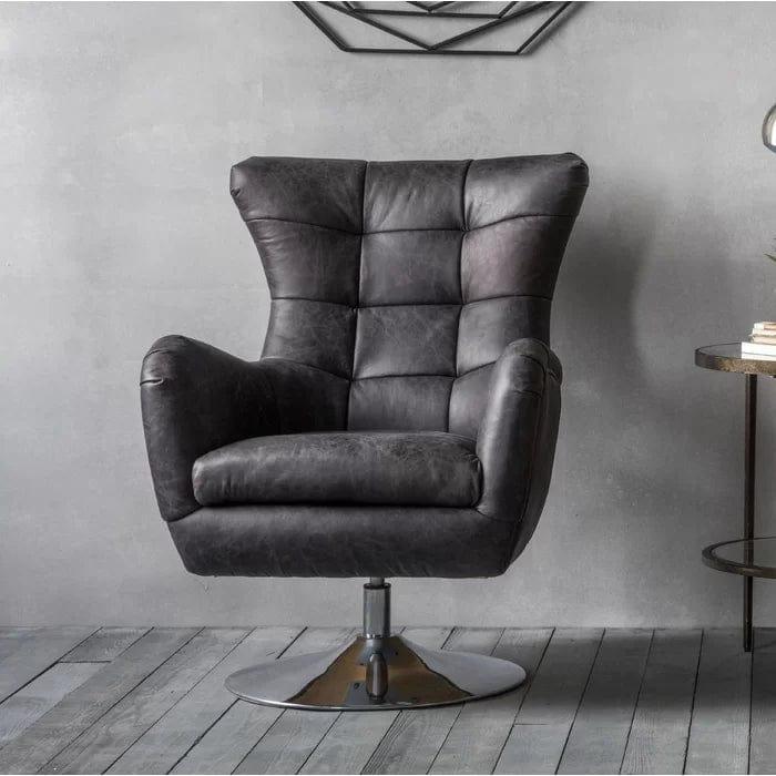 Cantillo Wide tufted Top Grain Wingback Chair - Ouch Cart