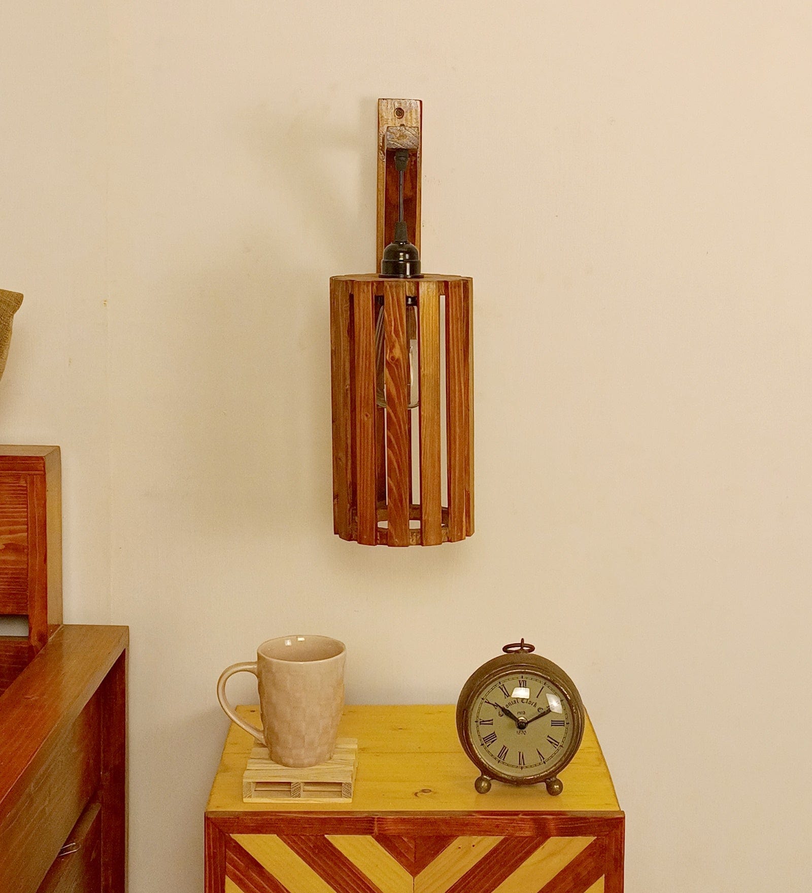 Casa L Brown Wooden Wall Light (BULB NOT INCLUDED)