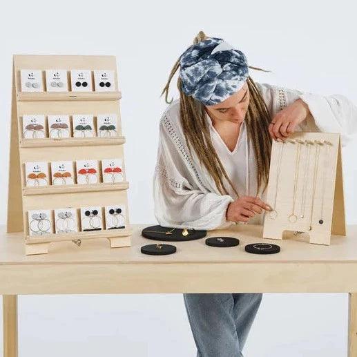 Wooden Board Necklace/Chains/Pendant/Bracelets/Anklets Wooden Stand ( With Complementary Coaster ) By Miza - Ouch Cart