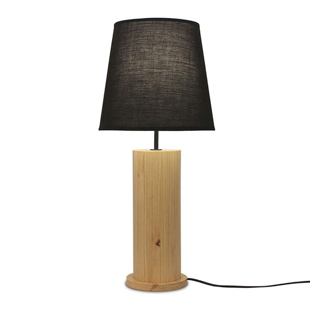 Cedar Beige Wooden Table Lamp with Black Fabric Lampshade - Ouch Cart