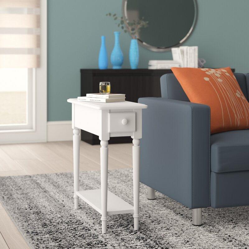 Center Tall Solid Wood End Table with Storage - Ouch Cart