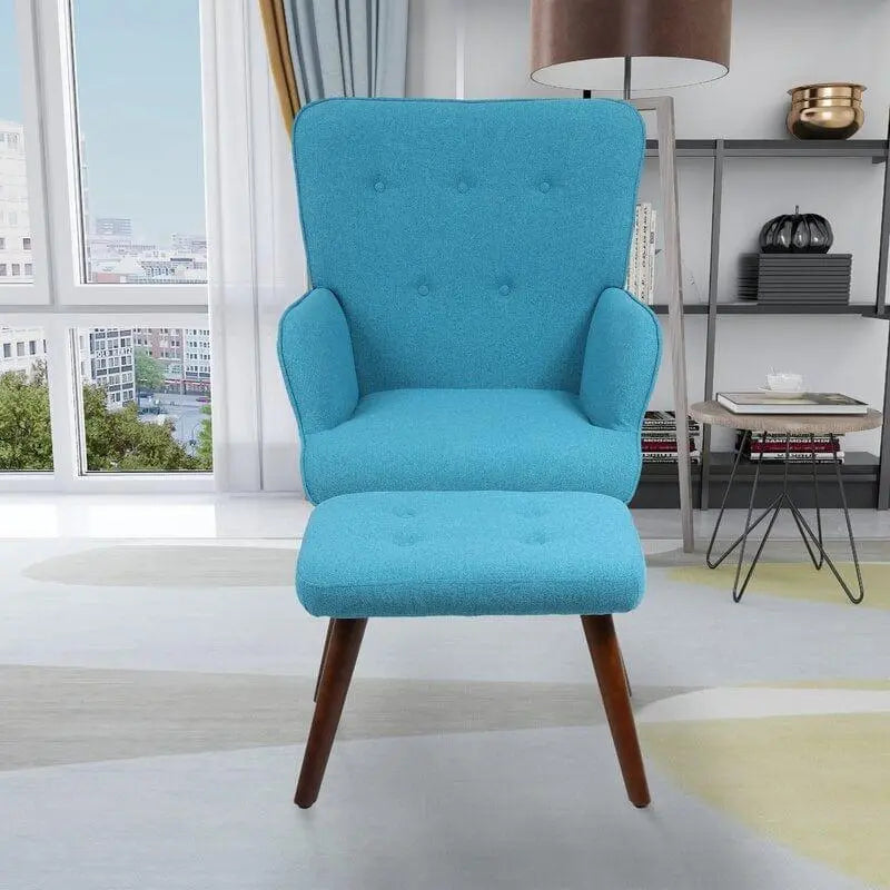 Wide Tufted Lounge Chair and Ottoman - Ouch Cart