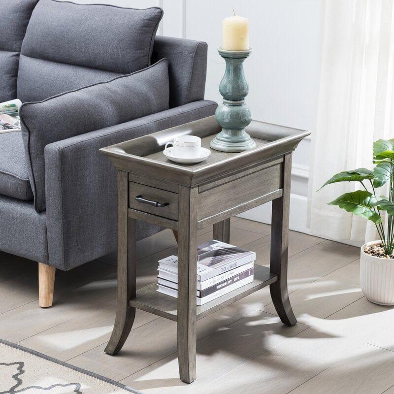 Clermont Tall Tray Top End Table with Storage - Ouch Cart