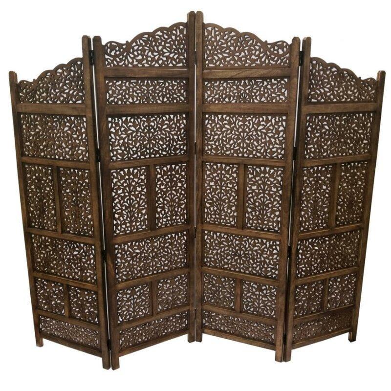 4 - Panel Solid Wood Folding Room Divider - Ouch Cart