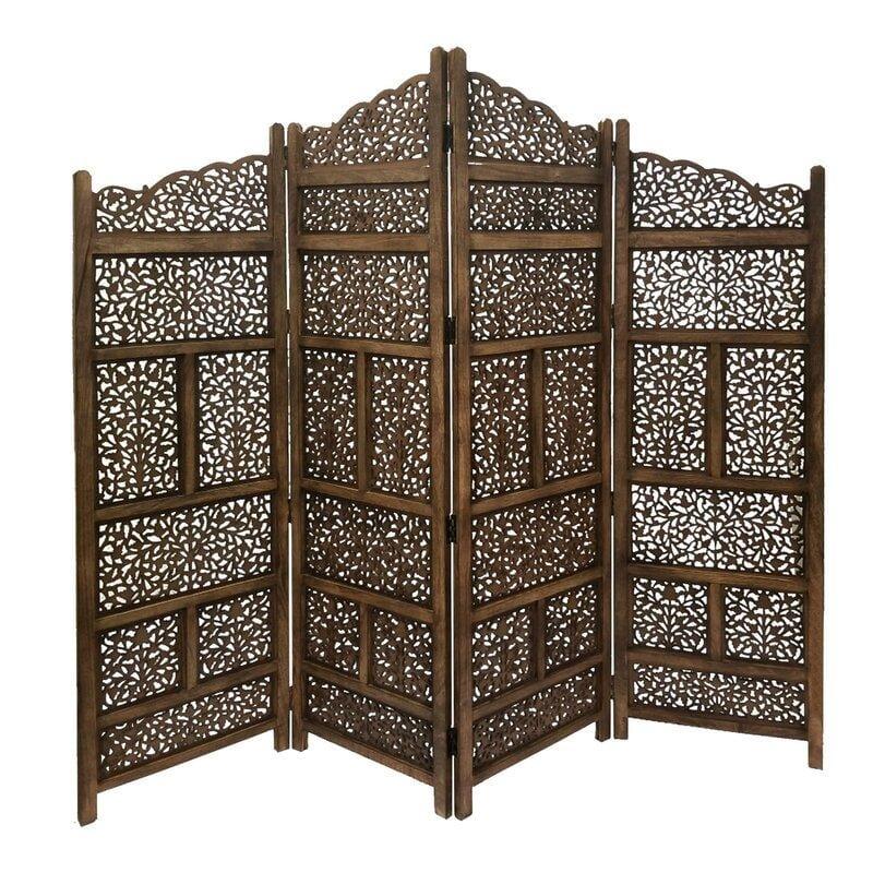 4 - Panel Solid Wood Folding Room Divider - Ouch Cart