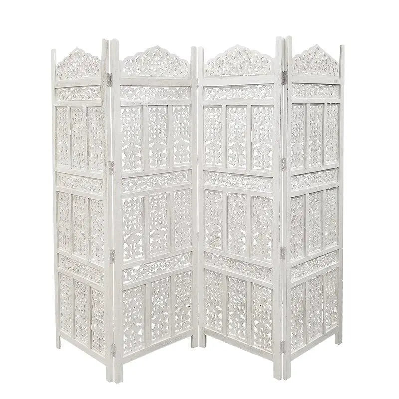 4 - Panel Wooden Folding Room Divider - Ouch Cart
