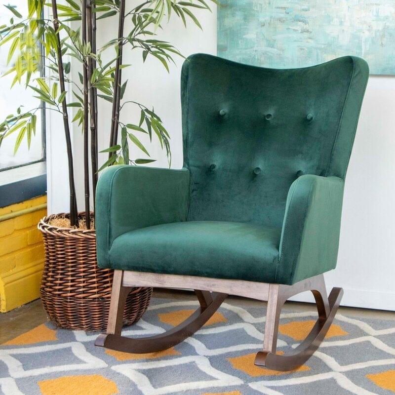 Amazing Wide Wooden and Cushioned Rocking Chair - Ouch Cart