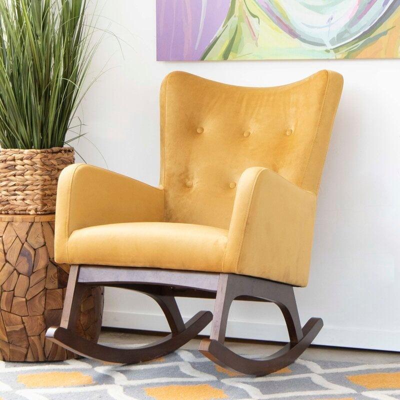 Amazing Wide Wooden and Cushioned Rocking Chair - Ouch Cart