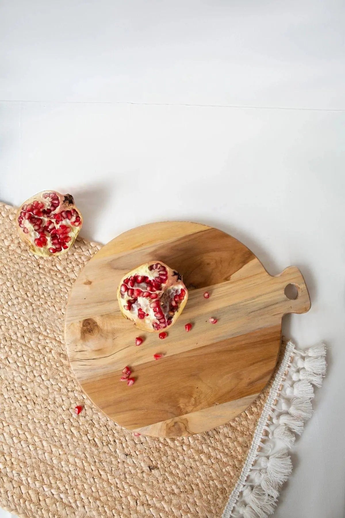 TEAK WOOD ROUND CHOPPING BOARD II WOODEN CUTTING BOARD - Ouch Cart