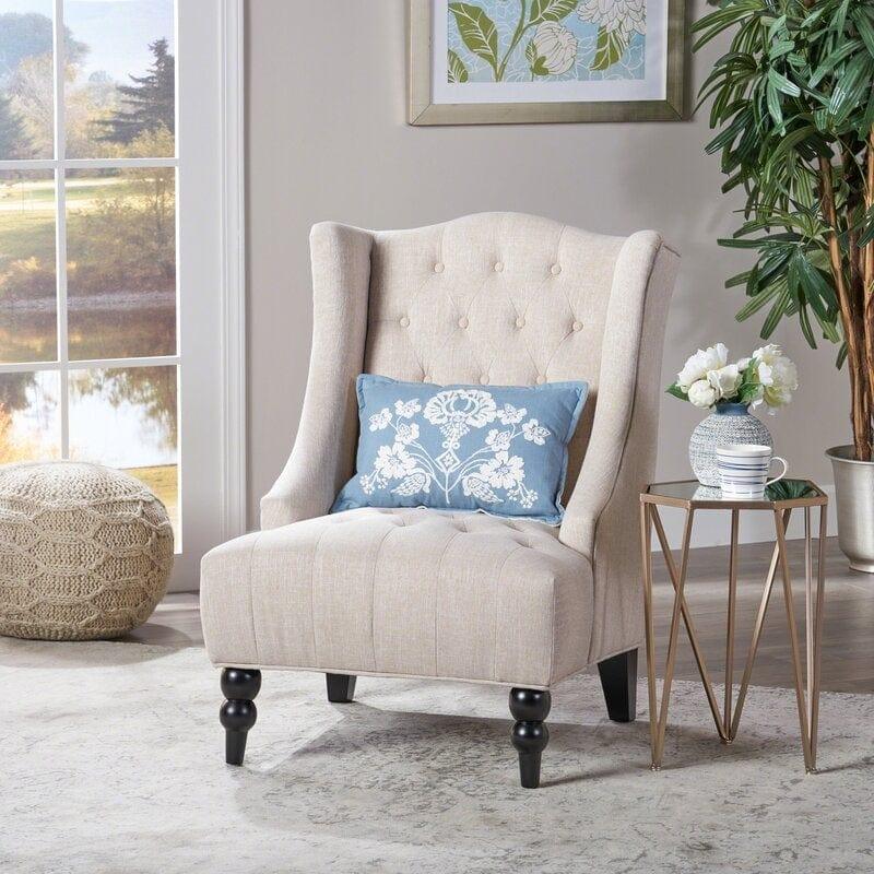Full Back Lounge Chair Wide Tufted Wingback Chair - Ouch Cart