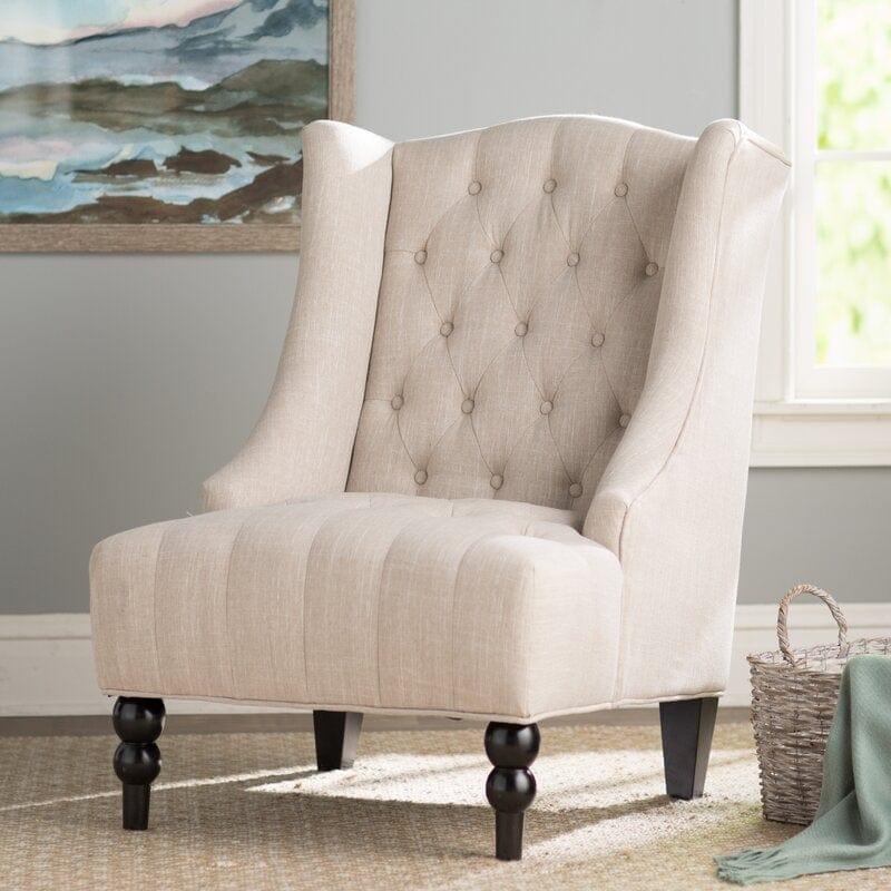 Full Back Lounge Chair Wide Tufted Wingback Chair - Ouch Cart