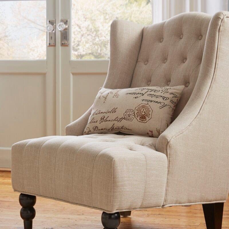 Full Back Lounge Chair Wide Tufted Wingback Chair - Ouch Cart