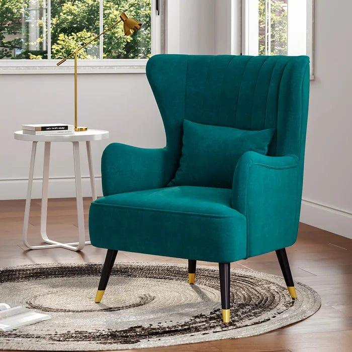 Devon Wide Velvet Wingback Chair - Ouch Cart