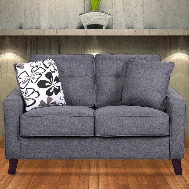 Linen Square Arm Loveseat - Ouch Cart