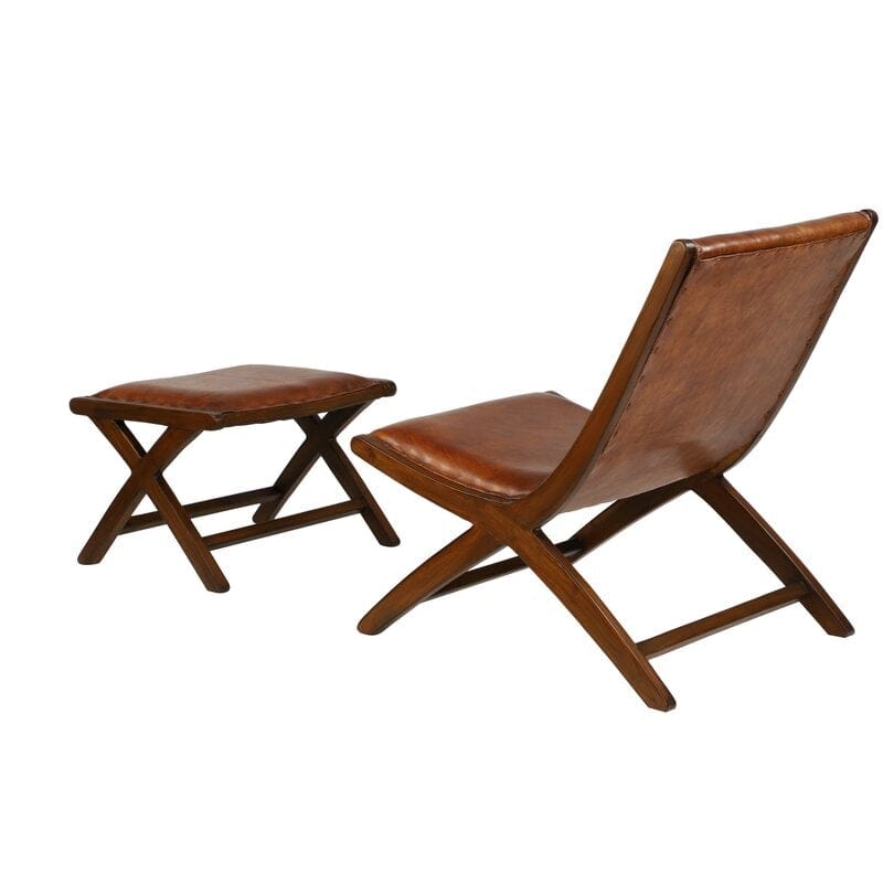Wide  Lounge Chair with Ottoman