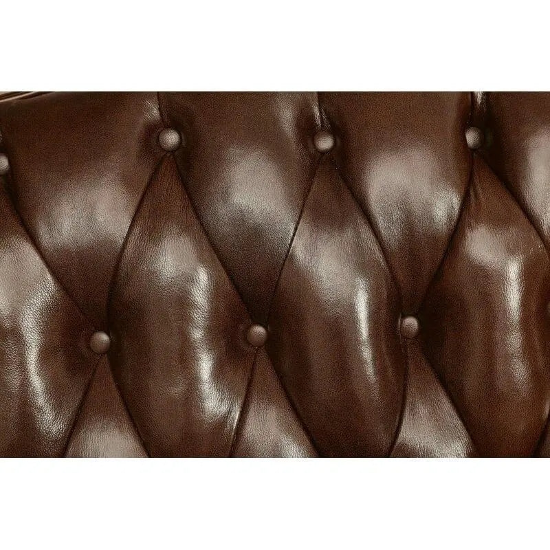 Wide Tufted Arm Sofa (Teak Wood, Dark Brown) - Ouch Cart
