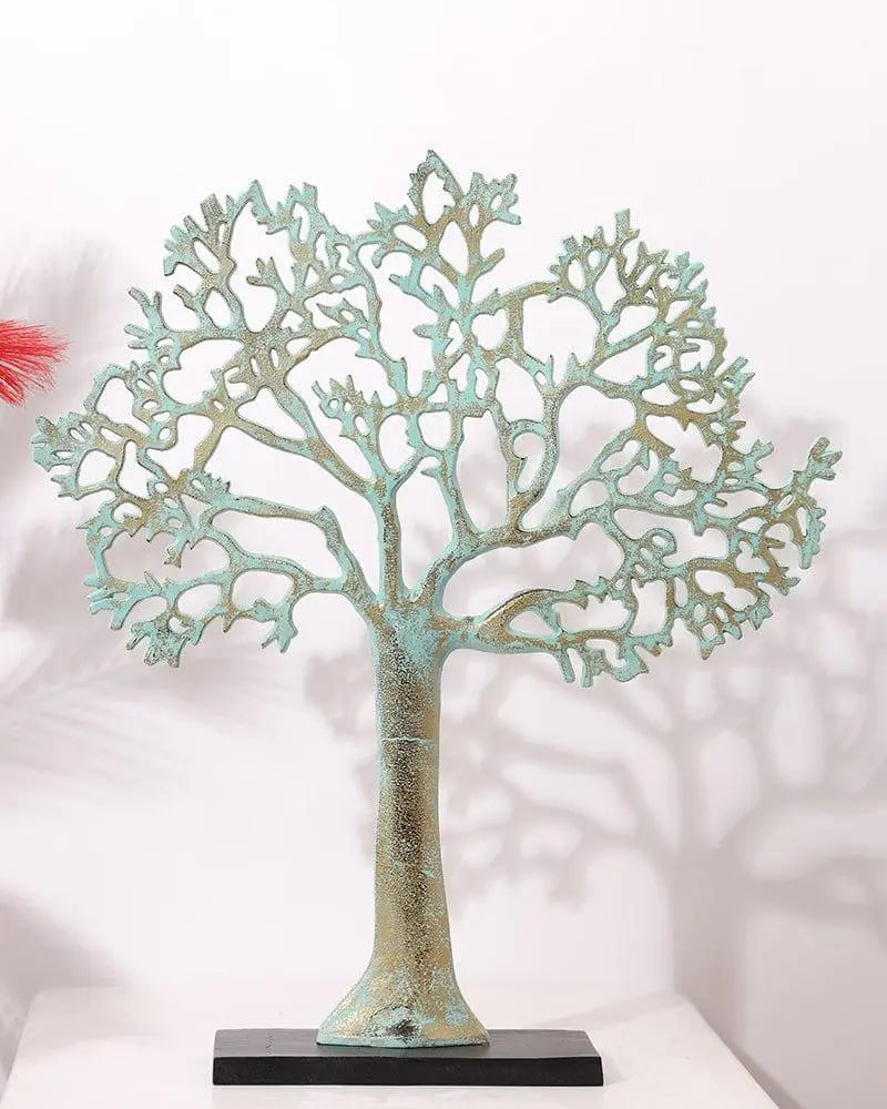 Sea Green Metal Tree Table Top Decorative showpiece For Home Decoration - Ouch Cart